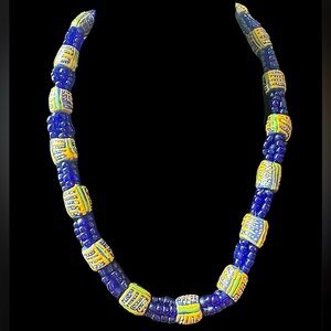 Vintage Blue African Trade Beads Necklace